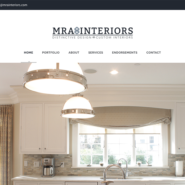 MRA Interiors website home page.